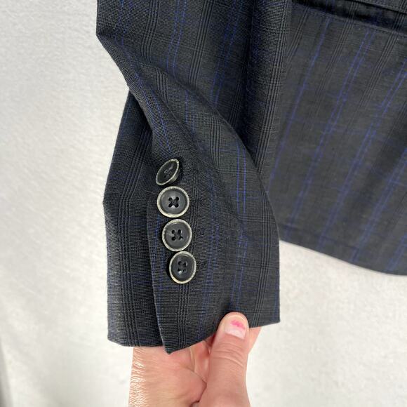 John Varvatos Sport Coat Mens 40 Gray Plaid Blazer Casual 2 Button Layering Work - Picture 6 of 16